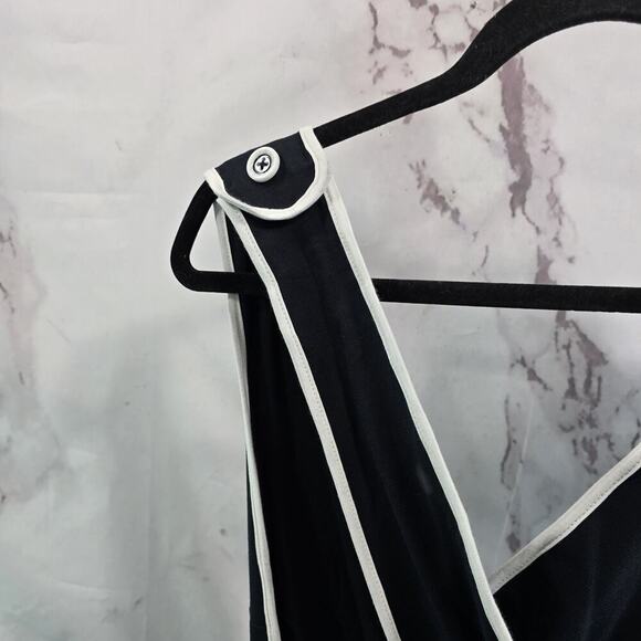 Maeve Dress Womens Large Black White Pinafore Tank Wrap Button Apron - Picture 7 of 14